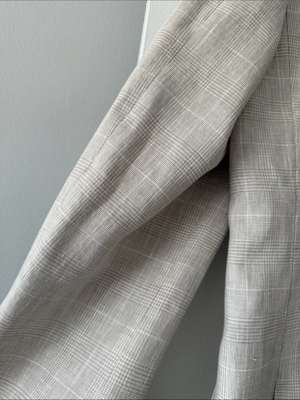 J. Crew Thompson Linen Blazer 42R Beige Glen Plaid Sport Coat Suit Jacket Mens